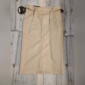 One 5 One Faux Suede Belted Midi Skirt, Size S